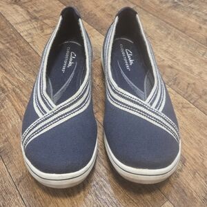 Clarks Women's Blue and White Flats